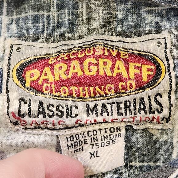 VTG Paragraff T Shirt Mens XL Plaid Beauregard PCC Graphic Pocket Button Down Up - Picture 5 of 11